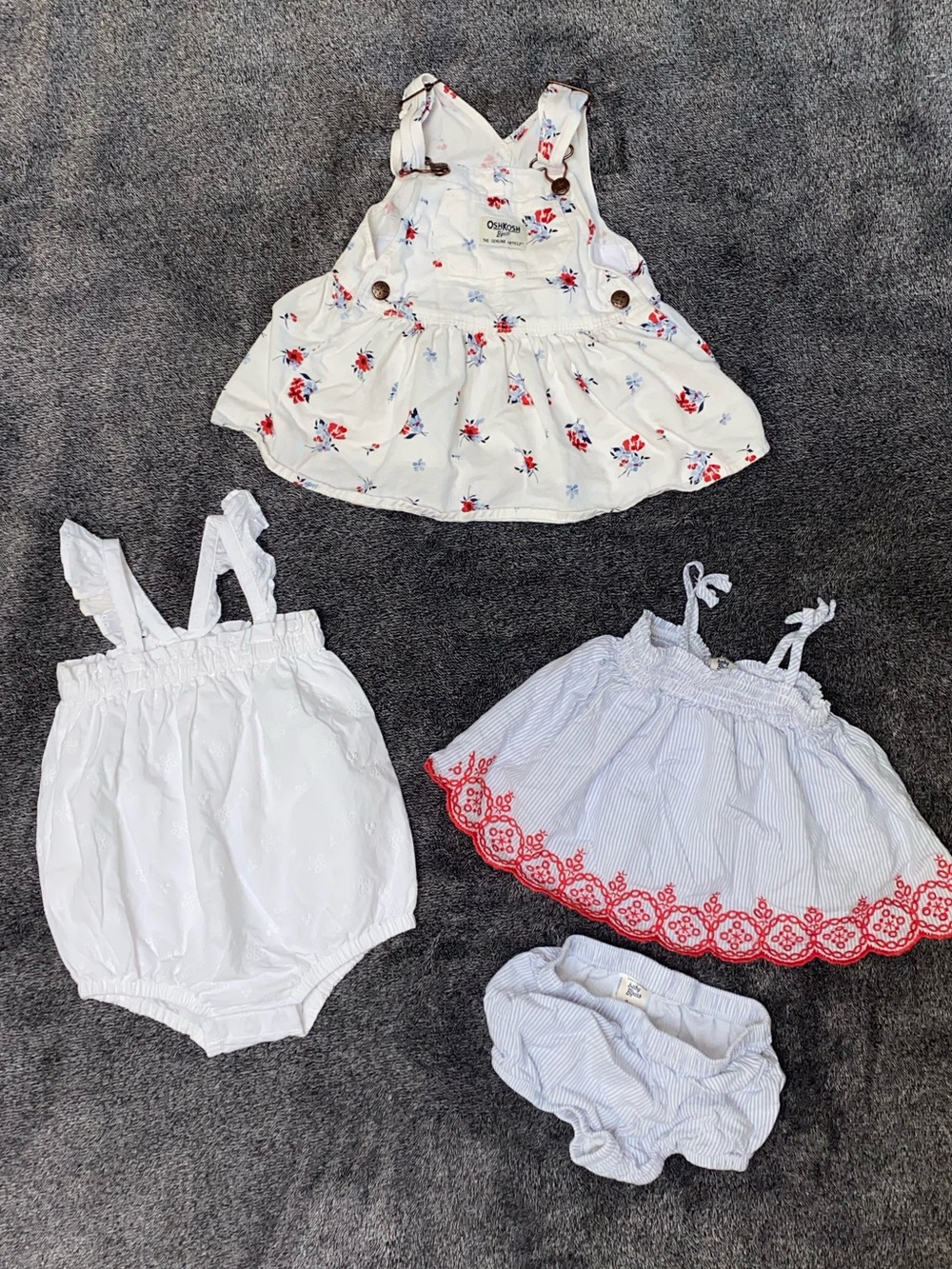 OshKosh B’gosh Baby Girl 9M Summer Outfit Bundle – 3 Outfits, 4 Pieces Boho Baby